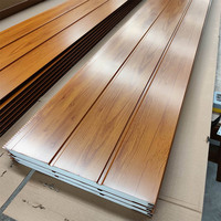 Panneaux sandwich extérieurs en polyuréthane Revêtement mural extérieur Isolation thermique Couleurs de grain de bois Résistant aux UV, pas de décoloration