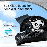 Casque de moto modulaire rabattable double usage (route et tout-terrain) avec système de double visière, verres extérieurs transparents et intérieurs teintés, certifié DOT 3C, en ABS