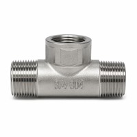 Raccord en T égal en acier inoxydable 304, filetage mâle BSPP BSPT 3/4 pouce, surface lisse moulée, qualité standard, raccord de tuyauterie hexagonal à 3 voies