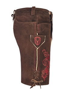 Custom Traditional <b>Pink</b> Goat Leather Lederhosen Vintage Bavarian Design Classic Oktoberfest Attire Plus Size Embroidered <b>Shorts</b> - Product Image 4