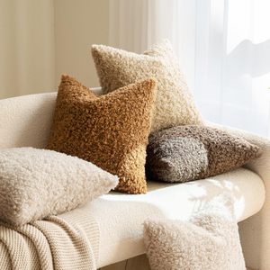Kunstbont 18x18 inch Bouclé Decoratieve Sherpa Kussenhoezen Zachte Schapenvacht Fleece voor Boho Home Decor Sofa Woonkamer Bank Bed - Product Image 2