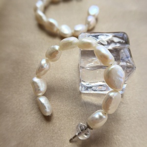 Customized Lady Sterling 925 <strong>Silver</strong> <strong>Hoop</strong> <strong>Earrings</strong> with White Natural 6-7mm Baroque Pearl <strong>Silver</strong> Plated Classic Style - Product Image 2