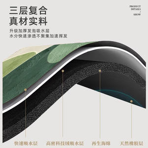 แผ่นรองอาบน้ำไดอะตอมไมต์ รูปทรงสี่เหลี่ยมผืนผ้า กันลื่น แห้งเร็ว ทำจากเส้นใยโพลีเอสเตอร์ ดีไซน์มินิมอล สำหรับห้องน้ำ - Product Image 3