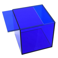Boîte en acrylique bleu Boîte en acrylique bleu Klein transparent personnalisée Boîte en acrylique à 5 faces Boîte en acrylique de couleur bleue Vitrine Plateau en lucite bleue