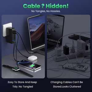 <span class=keywords><strong>Cargador</strong></span> USB C de 120W con Cables Integrados, <span class=keywords><strong>Cargador</strong></span> de Pared Plegable GaN, <span class=keywords><strong>Cargador</strong></span> Rápido PD de 65W para Laptop, MacBook/iPad, iPhone, GALAXY - Product Image 5