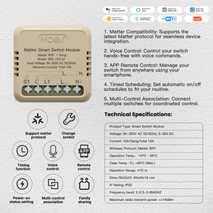 Module d'interrupteur intelligent WiFi LangYeao Matter 10A, taille mini 40x40mm, compatible avec Apple HomeKit, Alexa, Google Home, minuterie - Product Image 2
