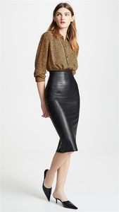 Gonna longuette da donna in pelle PU nera elegante da donna 2022 personalizzata - Product Image 5