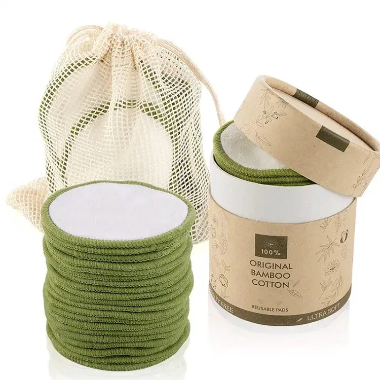 16pcs set Reusable microfiber Bamboo Cotton Washable Facial Make Up Remover Makeup Clean Pads with mesh bag packing