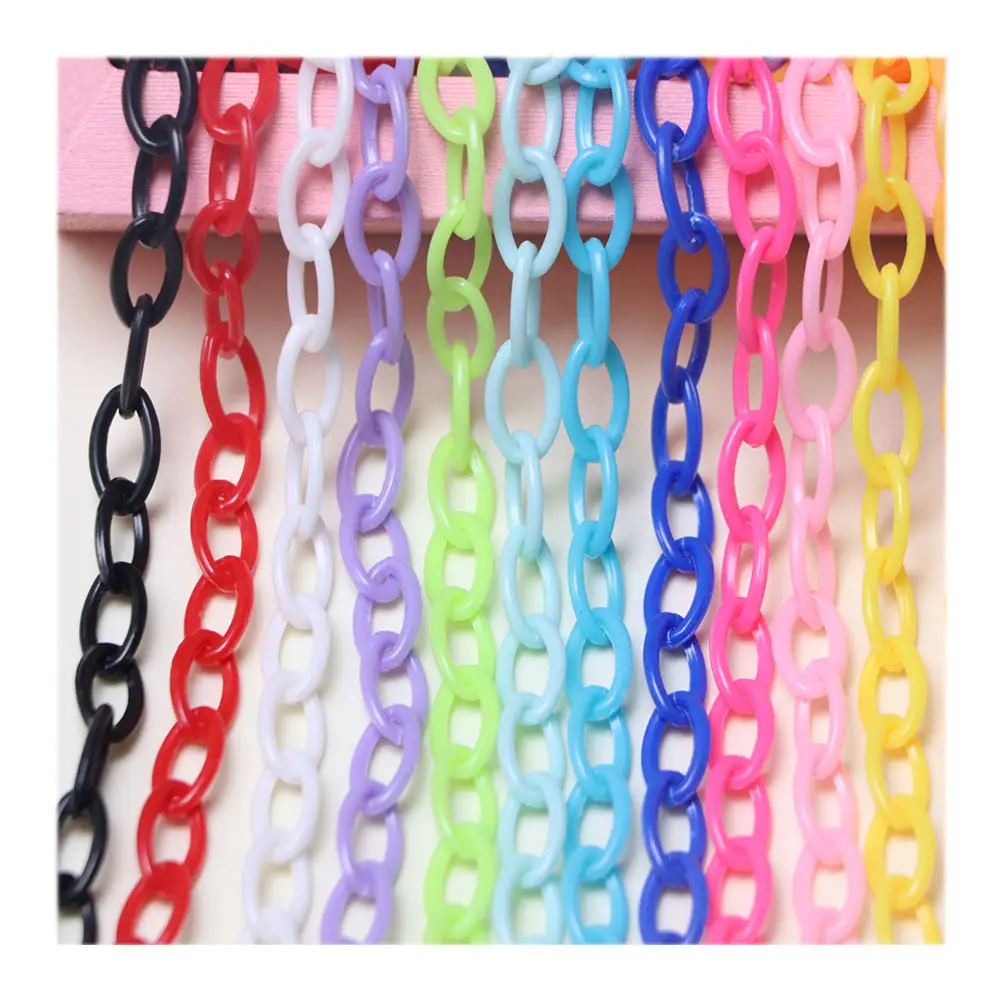 100Strands/Lot 8*13Mm Kleurrijke Acryl Link Chain Karabijnsluiting Sleutelhangers Voor Ketting Armband Sieraden Maken bevindingen Leverancier