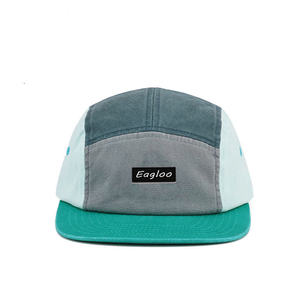 Logo personnalisé étiquette 5 panneaux <span class=keywords><strong>de</strong></span> haute qualité Camp chapeau casquette coton non structuré Snapback papa chapeaux cinq panneaux chapeau - Product Image 2