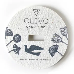 100% 手工种植种子纸卡定制形状品牌标志蜡烛防尘套
