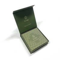 Boîte cadeau personnalisée vert olive avec couvercle magnétique à charnière et intérieur noir doublé pour cadeaux d'entreprise en gros
