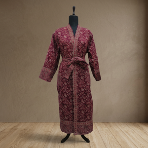 Robe maxi en coton imprimé bohème avec ceinture, col en V, manches trois quarts, coupe ample, motif paisley, à porter toute l'année - Product Image 3