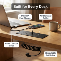 Multiprise encastrable de bureau AU avec 2 prises CA et sortie USB PD20W – Prise de courant multi-prises encastrable pour bureau