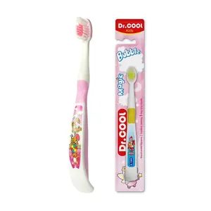 Brosse à dents professionnelle antidérapante en plastique rose pour enfants, soins bucco-dentaires manuels, emballée individuellement