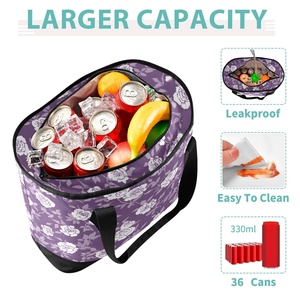 Sac isotherme portable à motif floral pour pique-nique, sac fourre-tout isotherme personnalisé avec logo, sac de courses isotherme avec fermeture éclair - Product Image 5