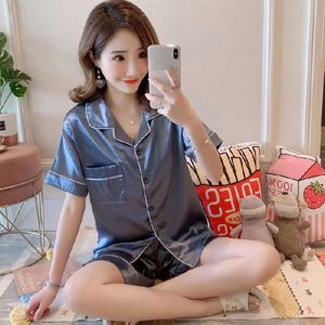 K2082 <b>Women</b> Sexy Lingerie <b>Pajamas</b> Set 2Pcs Breathable <b>Summer</b> Autumn Spring Elegant Short Sleeve Top Shorts Night Suit Underwear - Product Image 2