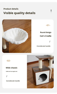 Arbre à chat multifonctionnel de luxe en bois massif avec lit spécial pour chat et <span class=keywords><strong>griffoir</strong></span> intégré - Product Image 4