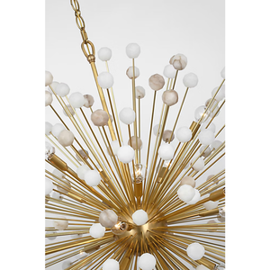 Sputnik Alabaster <b>Chandelier</b>/Pendant/Hanging <b>Light</b> in Hand-Rubbed Antique Brass for Living Dining Kitchen 110V - Product Image 4