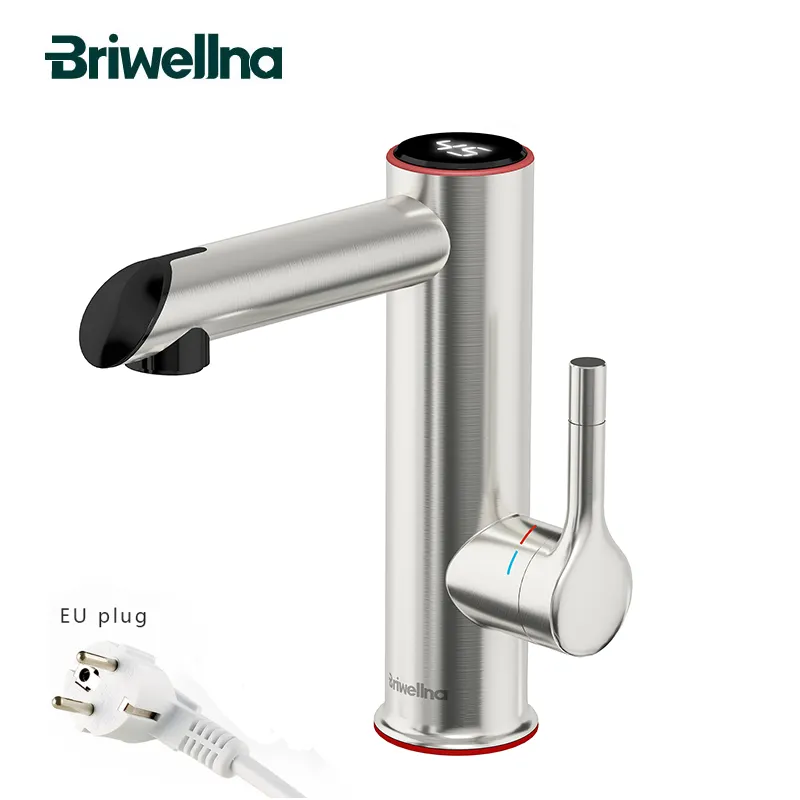 Briwellna 3.2kW 304 in acciaio inox istantaneo acqua calda rubinetto elettrico bagno rubinetto con Display digitale della temperatura