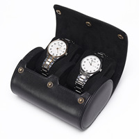 Étui de voyage rond en cuir Crazy Horse antique de luxe, respirant, avec logo personnalisé OEM ODM, pour montre, boîte de rangement individuelle pour homme