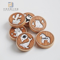 Haute qualité peint gravé au Laser rond en bois ouvre-bouteille Animal bois réfrigérateur aimant pour réfrigérateur décor bouteille ouverture