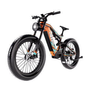 Vélo de montagne électrique HEZZO Ebike 52V 1500W Middrive en fibre de carbone, 9 vitesses, 21Ah, double suspension, puissant, pneus larges de 26 pouces - Product Image 1