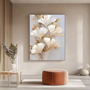 Art mural 3D, feuille d'or verticale, peinture contemporaine et minimaliste sur toile pour la décoration moderne de la maison et de la galerie - Product Image 5