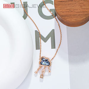 Collana GIGAJEWE in Oro Rosa Massiccio 9K/14K/18K con Moissanite Naturale Blu Taglio Nuvola 9.5*7 MM 3ct, Collana Nuvola di Pioggia, Regalo - Product Image 3