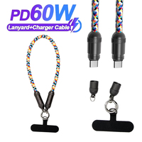 Porte-clés lanière câble de données usbc à usbc ou 8 broches câbles de données à charge rapide PD 60w PD27w 2 en 1 otg câble Lock Halter Wrist