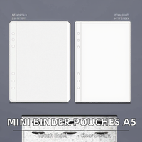 Pochette pour classeur à anneaux Mini A5/A6/A7 en PVC dépoli transparent, porte-cartes, pochette à monnaie étanche, classeur sans fermeture éclair pour feuilles mobiles