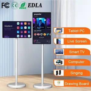 2024 Most popular 21.5 Inch HD Smart TV Touch Screen WIFI Lcd Monitors With Built-in Battery Moveable Stand Lcd Monitors
