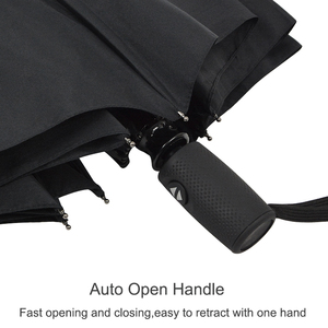 Parapluie pliant automatique 3 volets, coupe-vent, anti-UV, noir, en pongee 190T, de haute qualité, personnalisé, vente en gros, origine Shenzhen - Product Image 4