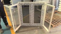 Ventanas de PVC NFRC Modernas con Manija, Protector Contra Corrientes de Aire para Exteriores, Fijación para Toldo, Doble Acristalamiento