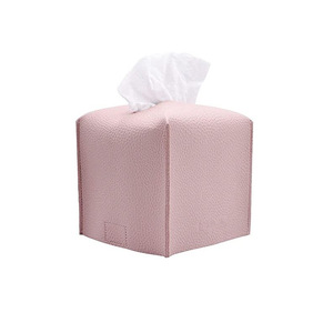 Cross-border PU leather tissue box, small square desktop tissue box lid, upright household facial tissue cover. - Product Image 2