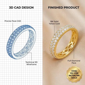 Impresionante Anillo de Eternidad con Pavé Completo en Oro de 18K de 1.224ct para Joyería de Herencia - Product Image 1