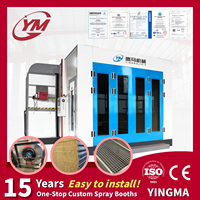 Cabine de peinture industrielle pour voitures, brûleur Riello, laine de roche 0,5 mm, écran tactile PLC, homologation CE ISO, éclairage LED, filtre haute efficacité