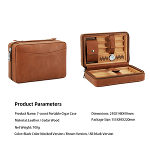 Sac de voyage en cuir pour cigares JH, avec hygromètre, intérieur en <span class=keywords><strong>bois</strong></span> de cèdre, sac à main <span class=keywords><strong>vide</strong></span> pour cigares - Product Image 6