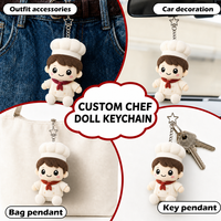 Porte-clés personnalisé en peluche Chef, mini poupée de cuisine de 10 cm, breloque mignonne pour sac, rembourrage en coton PP, porte-clés brodé