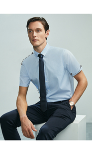 Camicia da uomo d'affari camicia a maniche corte da stiro facile camicia da uomo <span class=keywords><strong>professionale</strong></span> estiva - Product Image 5