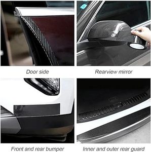 Tự dính 5d6d Đen vinyl bọc sợi carbon xe Sticker bảo vệ Dải cửa tự động sill Side chống xước Băng - Product Image 6