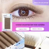 Vente en gros de trèfle à quatre feuilles ultra doux et caramel 0.05 cheveux YY de type Y trèfle 4D 12 rangées d'extensions de cils de greffe épais et bruns