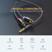 Câble UGREEN 3,5 mm vers RCA 6,6 pieds, adaptateur audio RCA mâle vers Aux, adaptateur jack casque HiFi, coque métallique, répartiteur RCA en Y