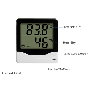 Thermomètre hygromètre numérique pour serre <span class=keywords><strong>avec</strong></span> grand écran LCD, thermomètre hygromètre domestique <span class=keywords><strong>avec</strong></span> indicateur de niveau de confort, couleur blanche - Product Image 2