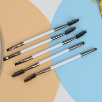 Professionnel en gros noir rose Double face pinceaux de maquillage tête sourcil cils cheveux fins coudé sourcils brosse ensemble