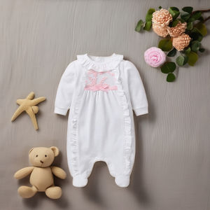 Großhandel Baby kleidung Frühling Mädchen Schuhe Jumps uit Baby Kletter anzug mit Hut Baby Girl Stram pler Set - Product Image 5