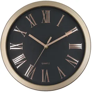 Top venta reloj de pared de decoración del hogar Simple diseño moderno de buena calidad reloj vintage números romanos de marco de metal