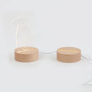 Base luminosa a LED con foglio acrilico trasparente lampada a LED notturna 3D decorazione Base luce notturna a LED per camera dei bambini base lampada in legno