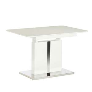 <span class=keywords><strong>Table</strong></span> à manger de luxe <span class=keywords><strong>extensible</strong></span> MDF lumières blanc acier inoxydable jambe bois dîner cuisine - Product Image 2