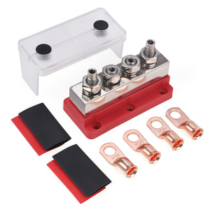 Bloque de Distribución de Energía de Alta Resistencia de 48V 600A, Kit de Conector de Batería con Terminal M10, Aleación de Cobre Roja y Negra - Product Image 1